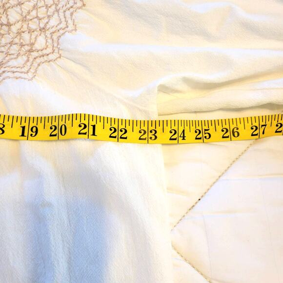 Faherty Blouse Women's S Laura Organic Cotton Boho Peasant Embroidered Smocked - Picture 9 of 10